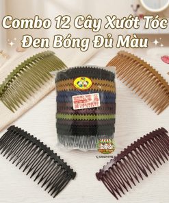 Combo 12 Cây Xước Tóc Nhựa Đen (13x4.5cm),Lược Cài Tóc Mái  – Phụ Kiện Tạo Kiểu Tóc, Cố Định Tóc